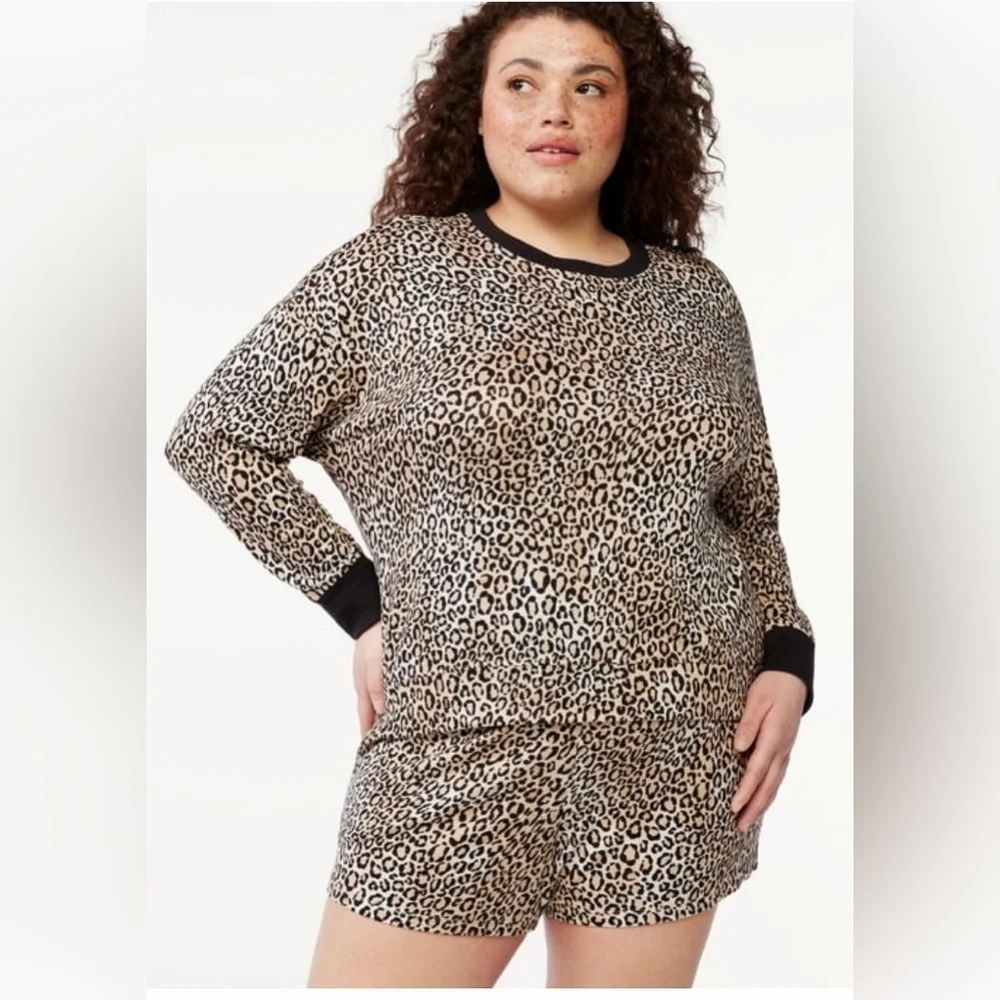 ❌sold on other ❌site!leopard Print Long Sleeve Short Pajama/Loungewear Set -Wom - Picture 1 of 6